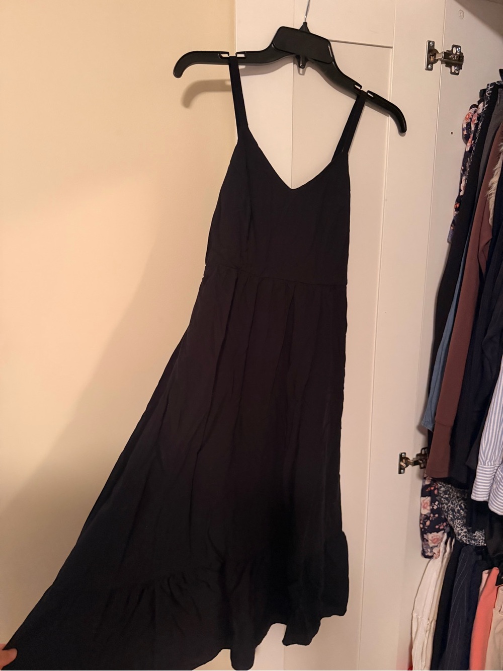 Old Navy Black Maxi Dress Spaghetti Strap Ruffle Hem